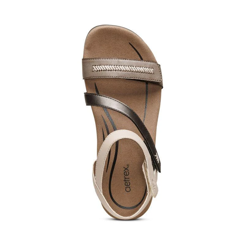 Aetrex Womens Gabby Adjustable Quarter Strap Sandals - Image 5