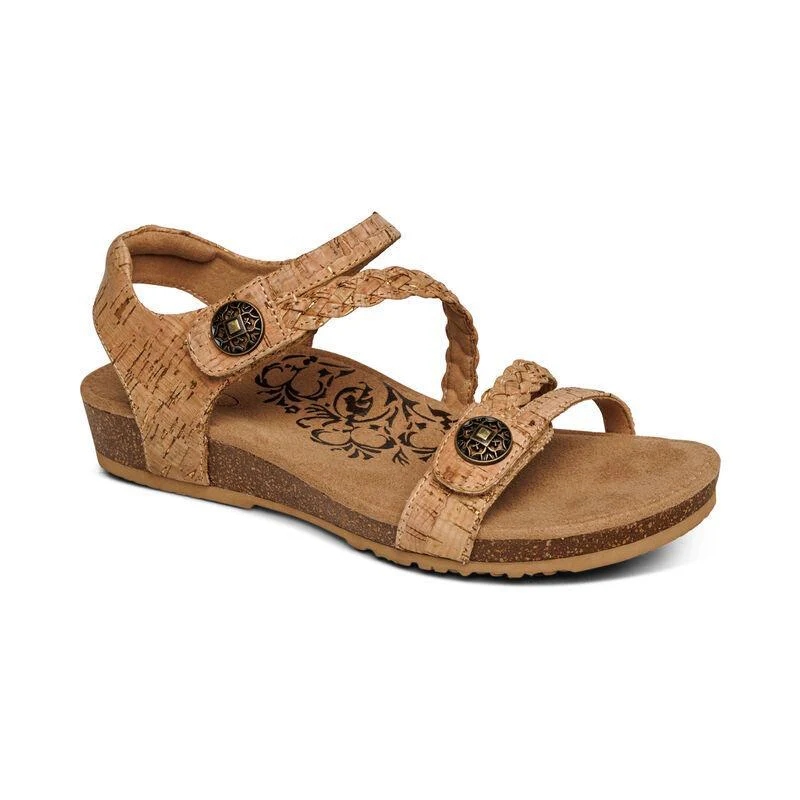 Aetrex Womens Jillian Braided Quarter Strap Sandals in Cork - Image 8