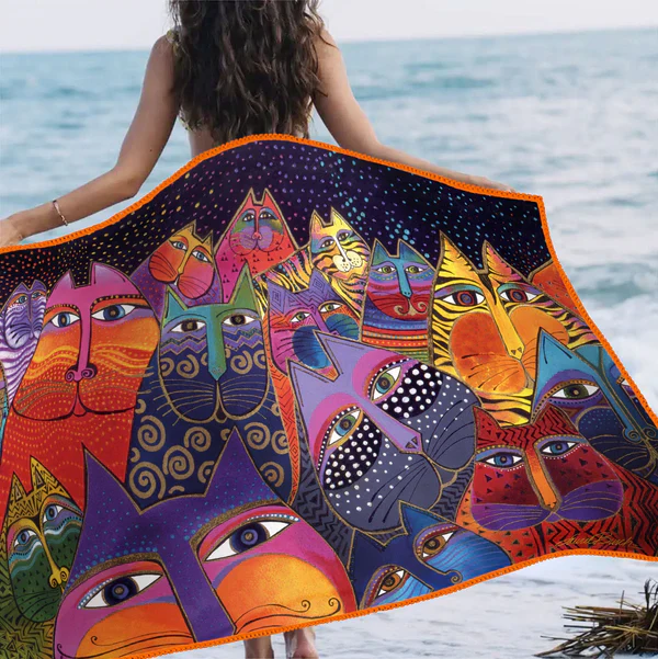 Oversized Beach Towel 40x63" - Microfiber, Quick-Dry with Drawstring Pouch - Image 4