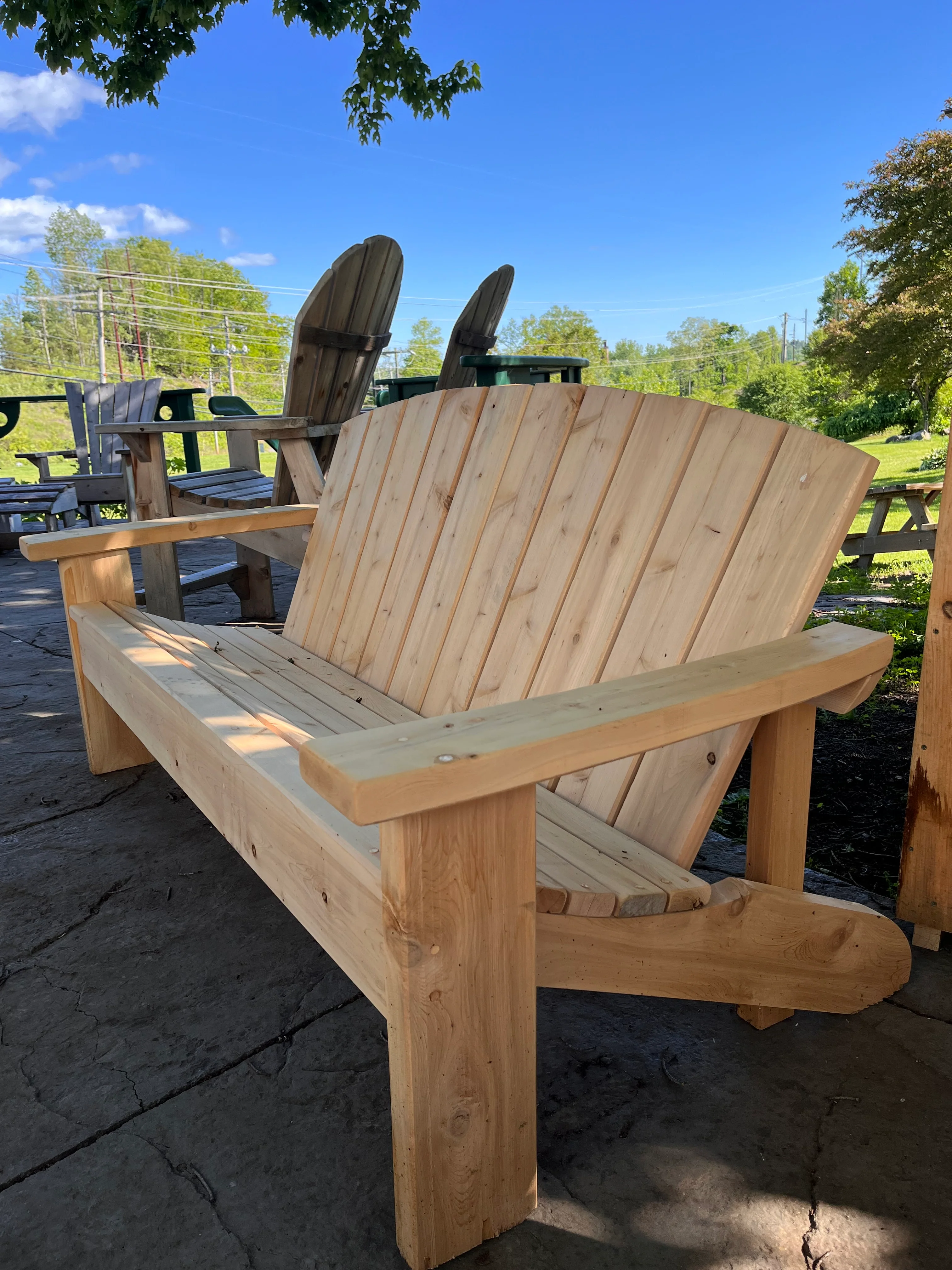 Adirondack Bench with Back and Arms | White Cedar - Image 3