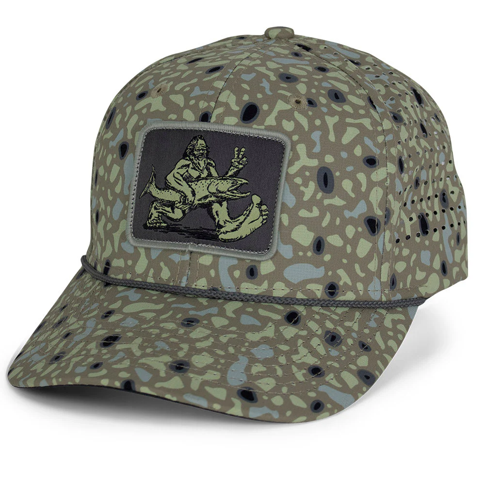 Big Foot Squatch Perforated Fishing 6-Panel Rope Cap Tan - Image 2