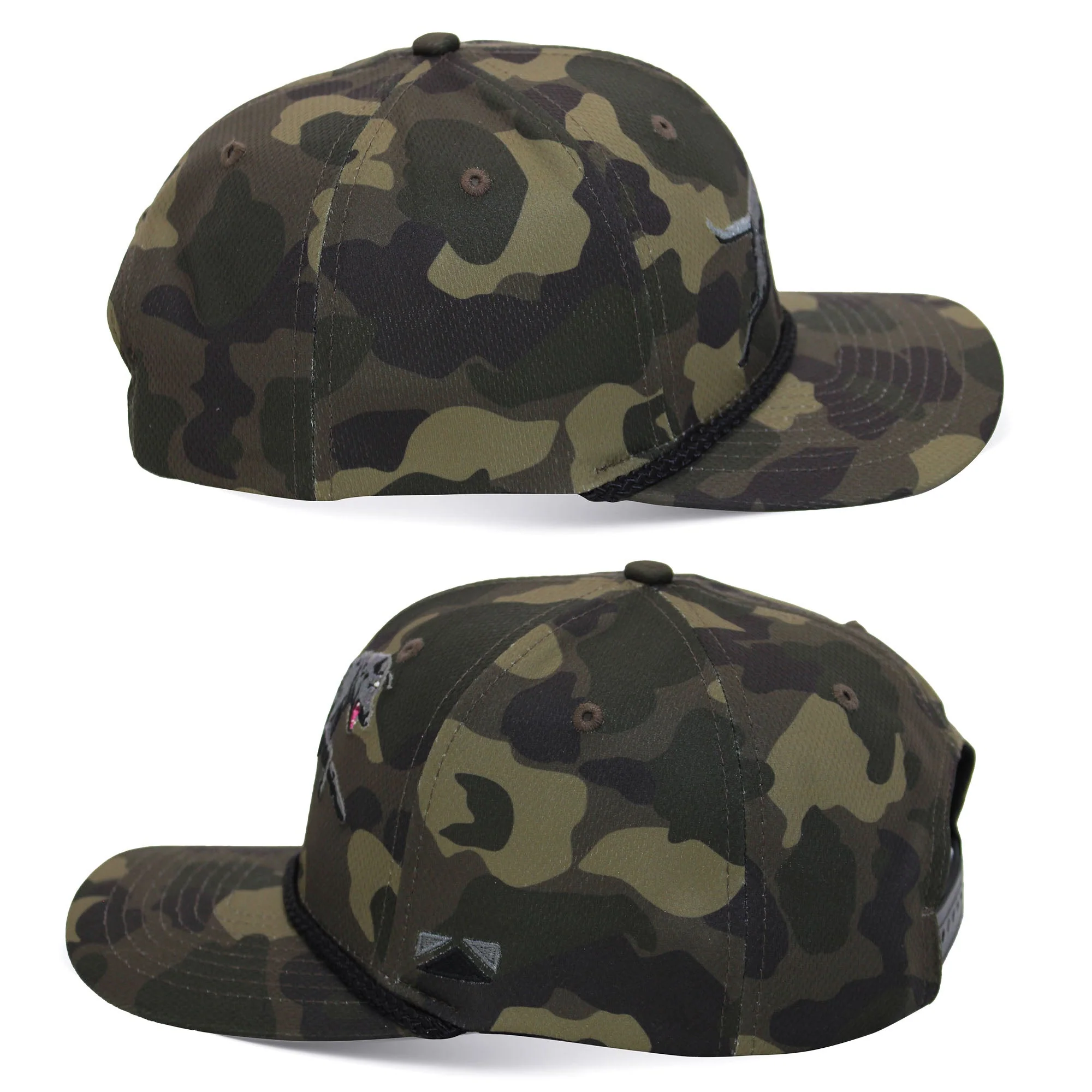 Black Lab Performance Rope Cap on Dark Old School Camo - Image 3