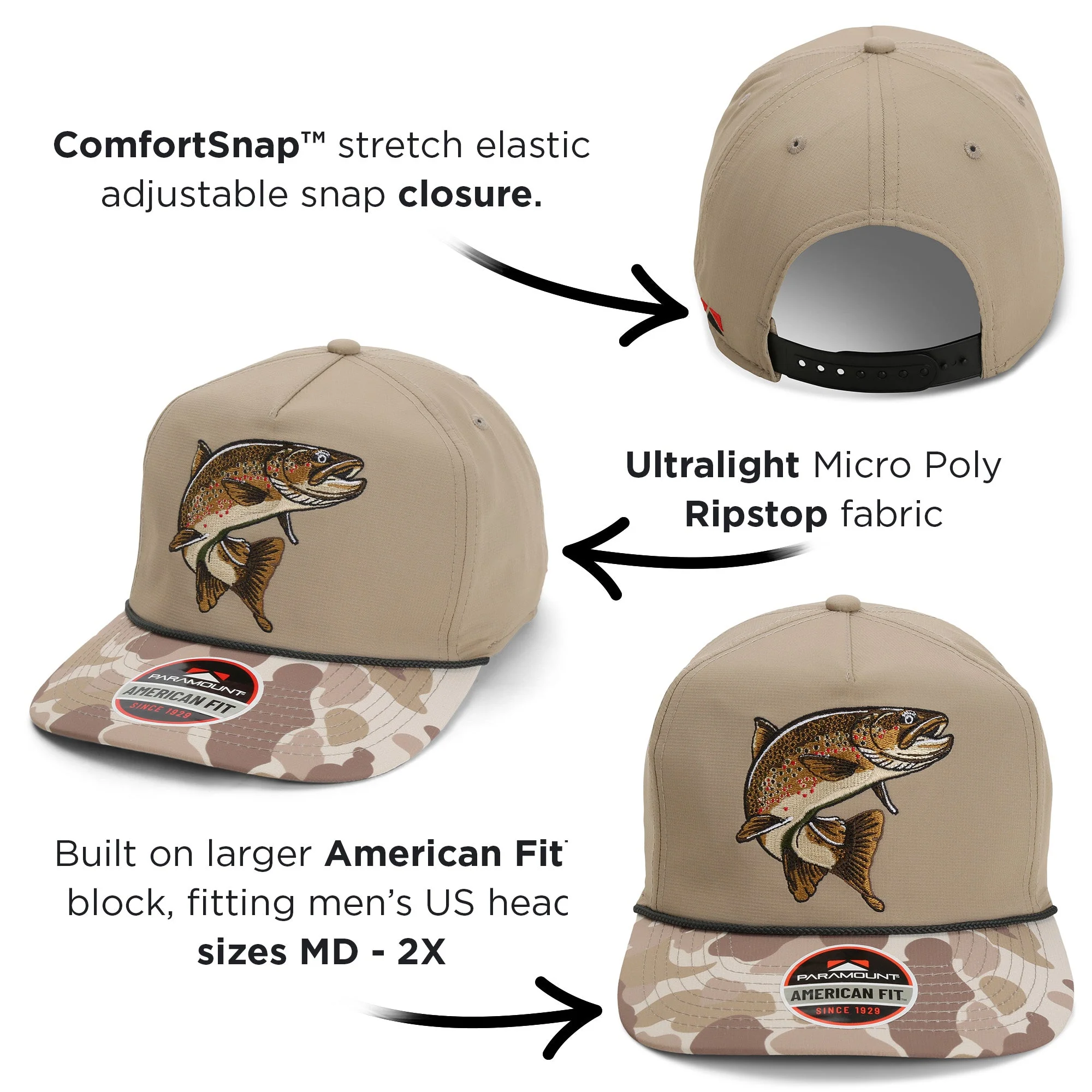 Brown Trout Rope Cap Fly Fishing 5-Panel - Image 4