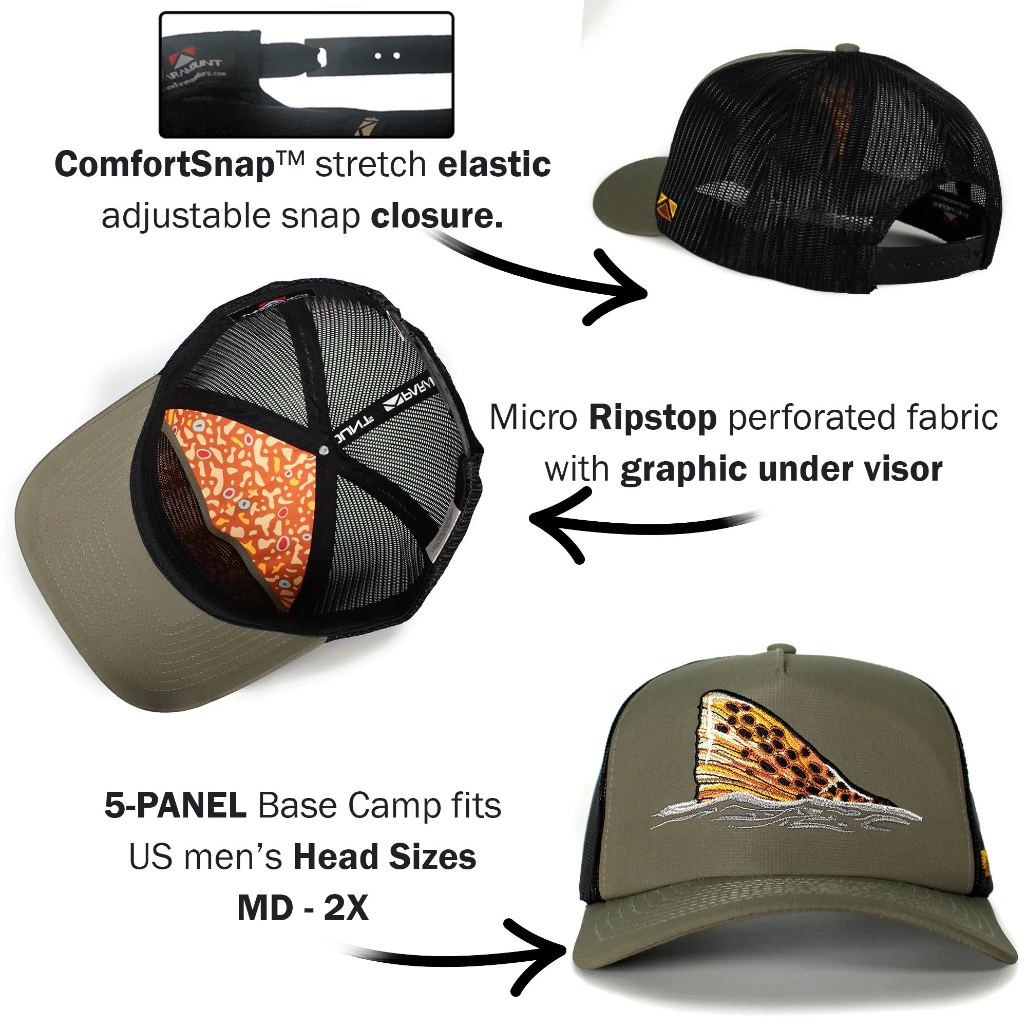 Brown Trout Tail Mesh Back 5-Panel - Image 3