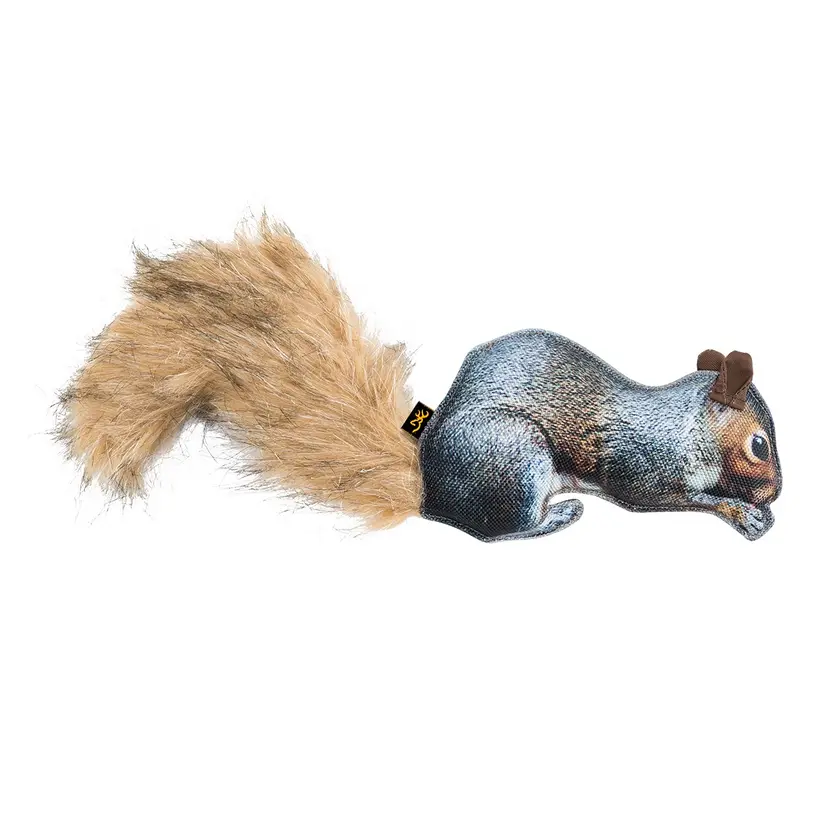 Browning Squirrel Fabric Squeaker Chew Toy | Gray