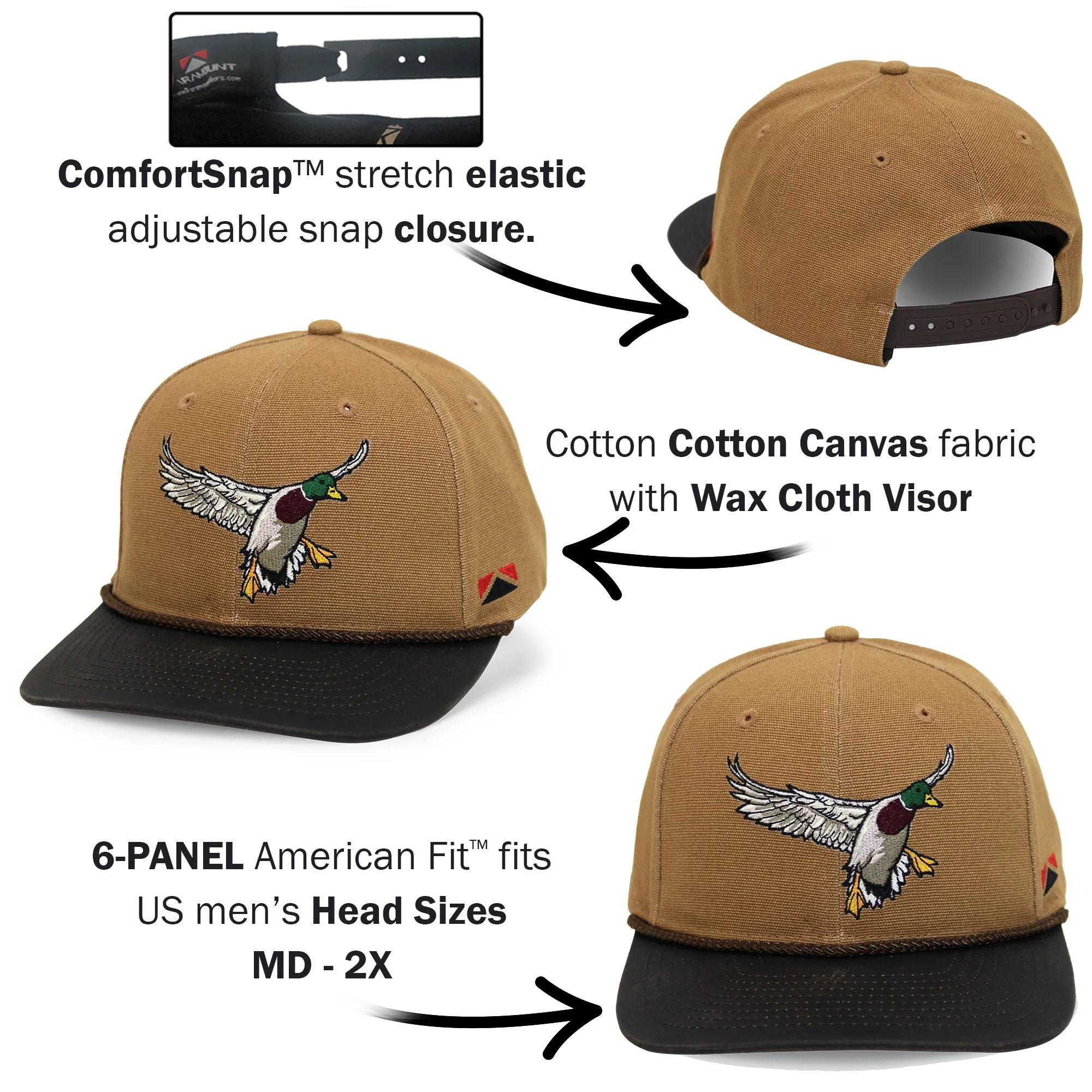 Canvas Mallard Drake Duck Hat with Wax Cloth Visor - Image 4