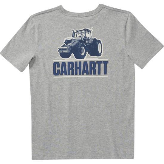 Kids' Short Sleeve Tractor Tee Shirt | Grey Heather - Image 2