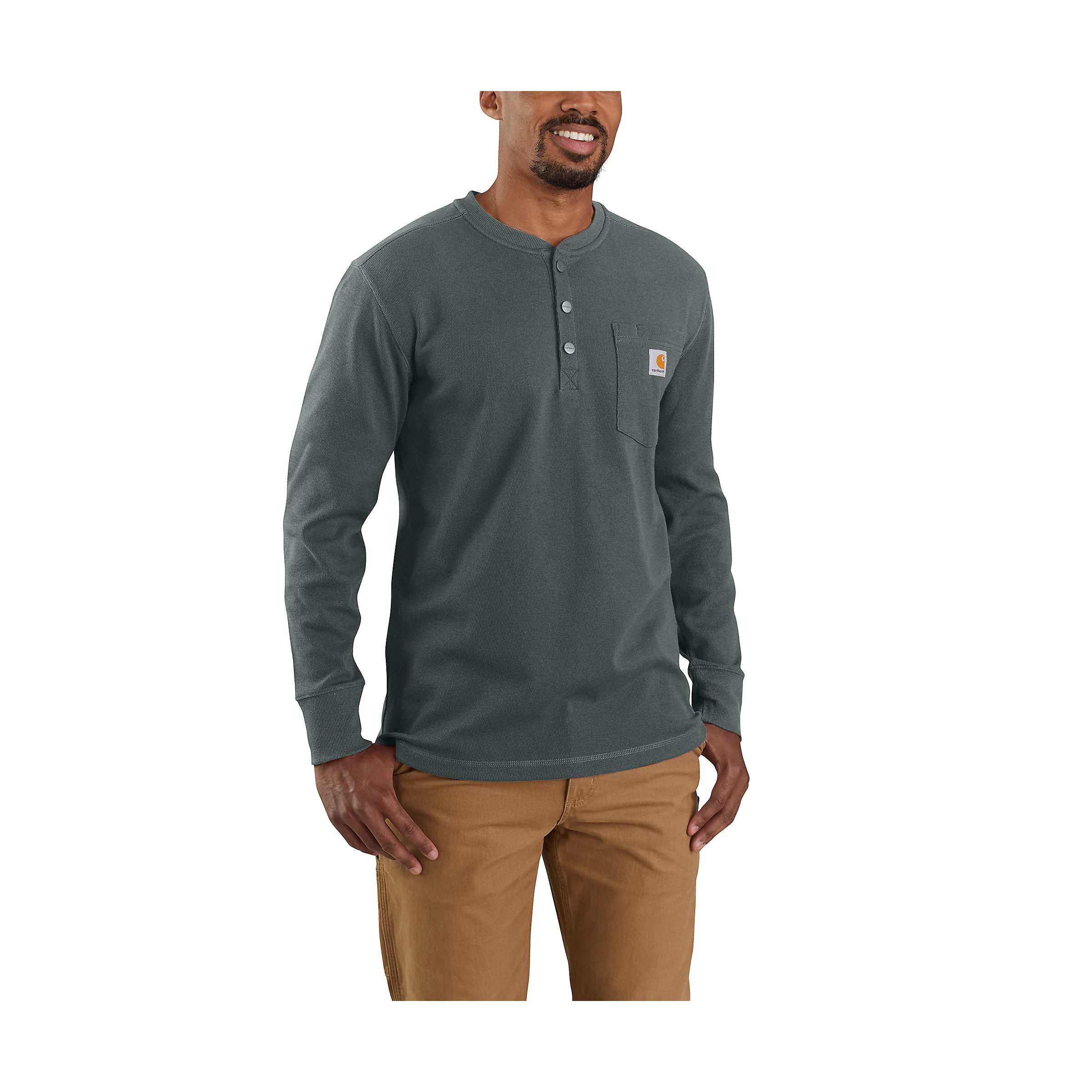 Carhartt Mens Heavyweight Relaxed Fit Thermal Long Sleeve Pocket Henley - Image 3