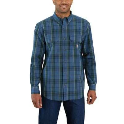 Carhartt Mens Loose Fit Midweight Chambray Long Sleeve Plaid Shirt Big and Tall Sizes - Image 4