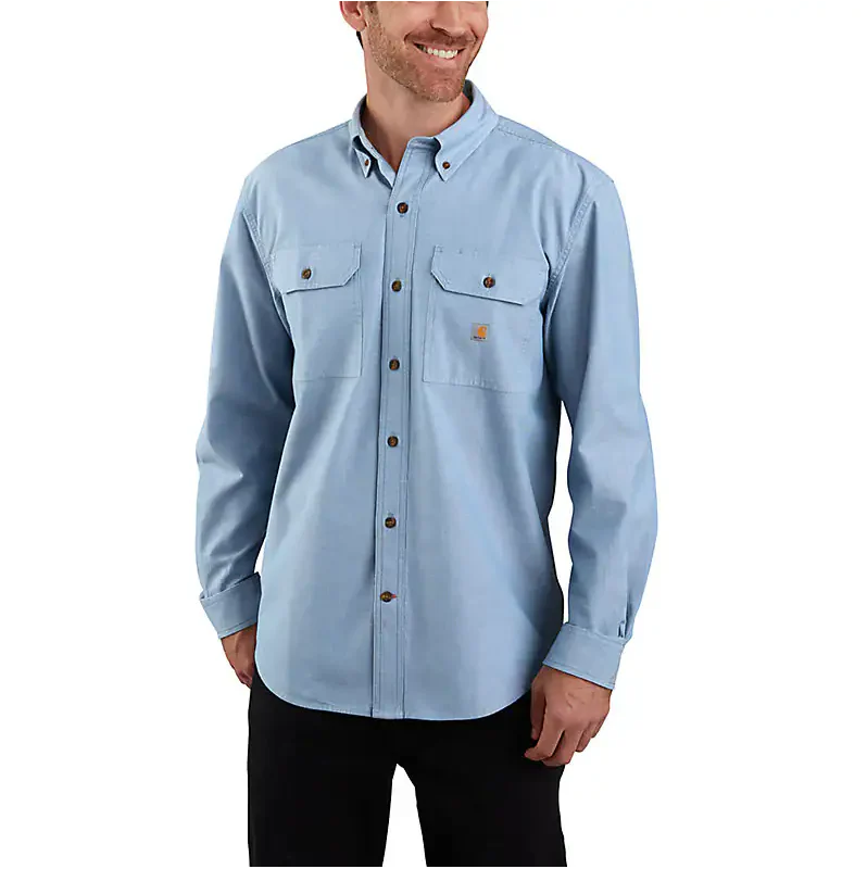 Carhartt Mens Loose Fit Midweight Chambray Long Sleeve Shirt - Image 3