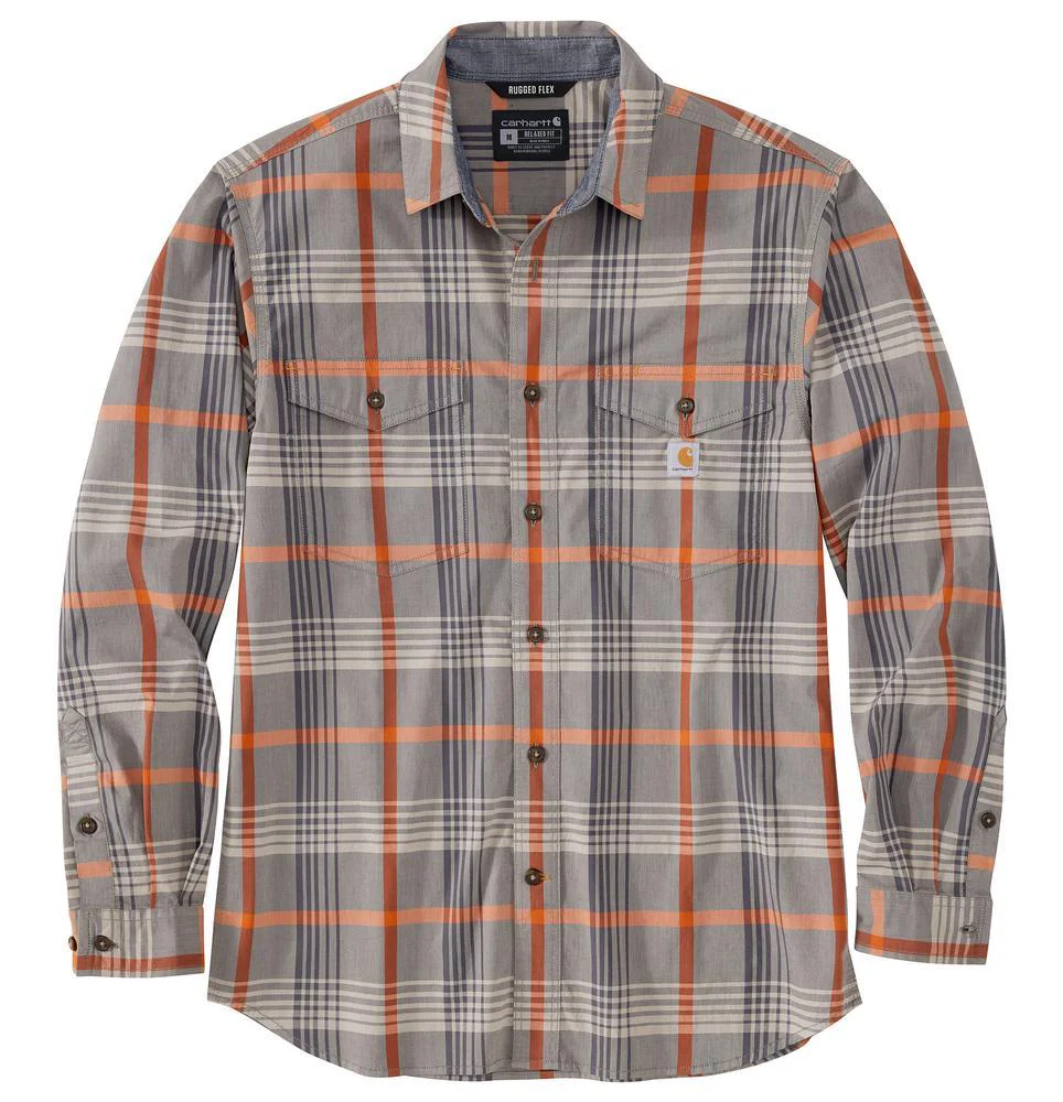 Carhartt Mens Rugged Flex Relaxed Fit Lightweight Long Sleeve Plaid Shirt - Image 4