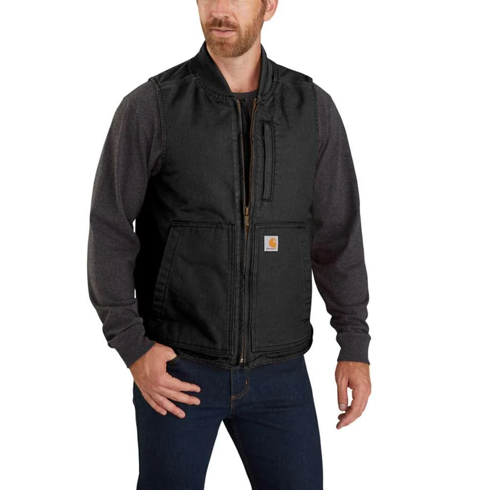 Carhartt Mens Washed Duck Insulated Rib Collar Vest Big and Tall Sizes - Image 2