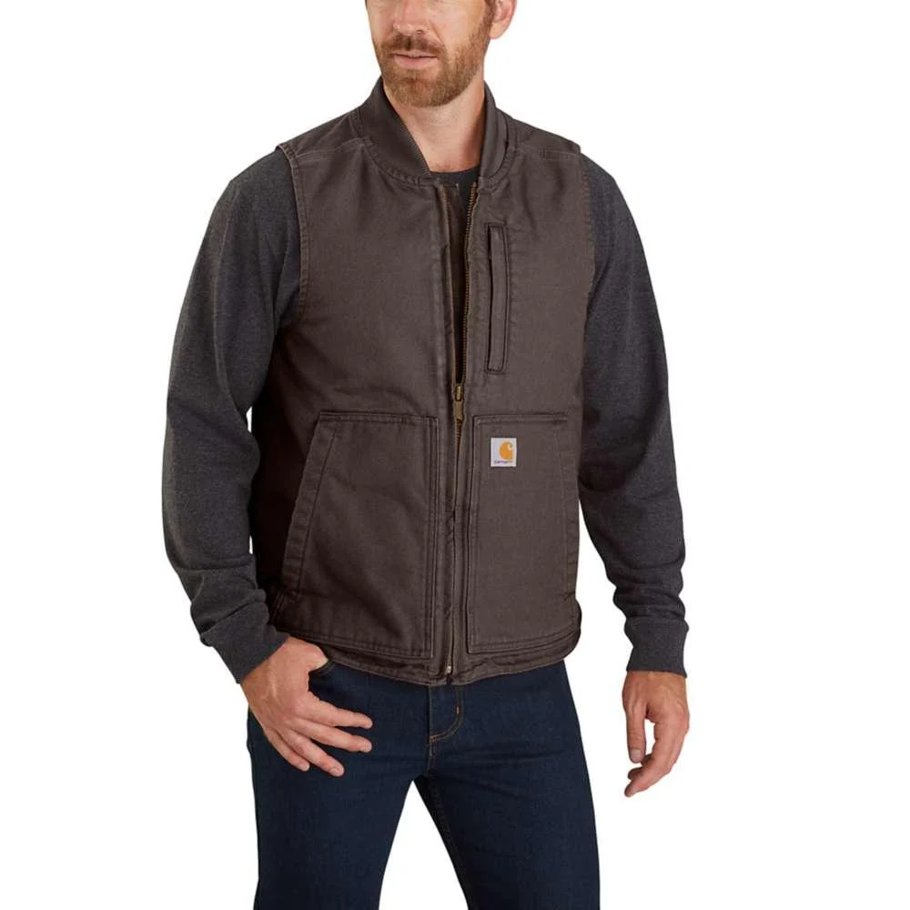 Carhartt Mens Washed Duck Insulated Rib Collar Vest Big and Tall Sizes - Image 4