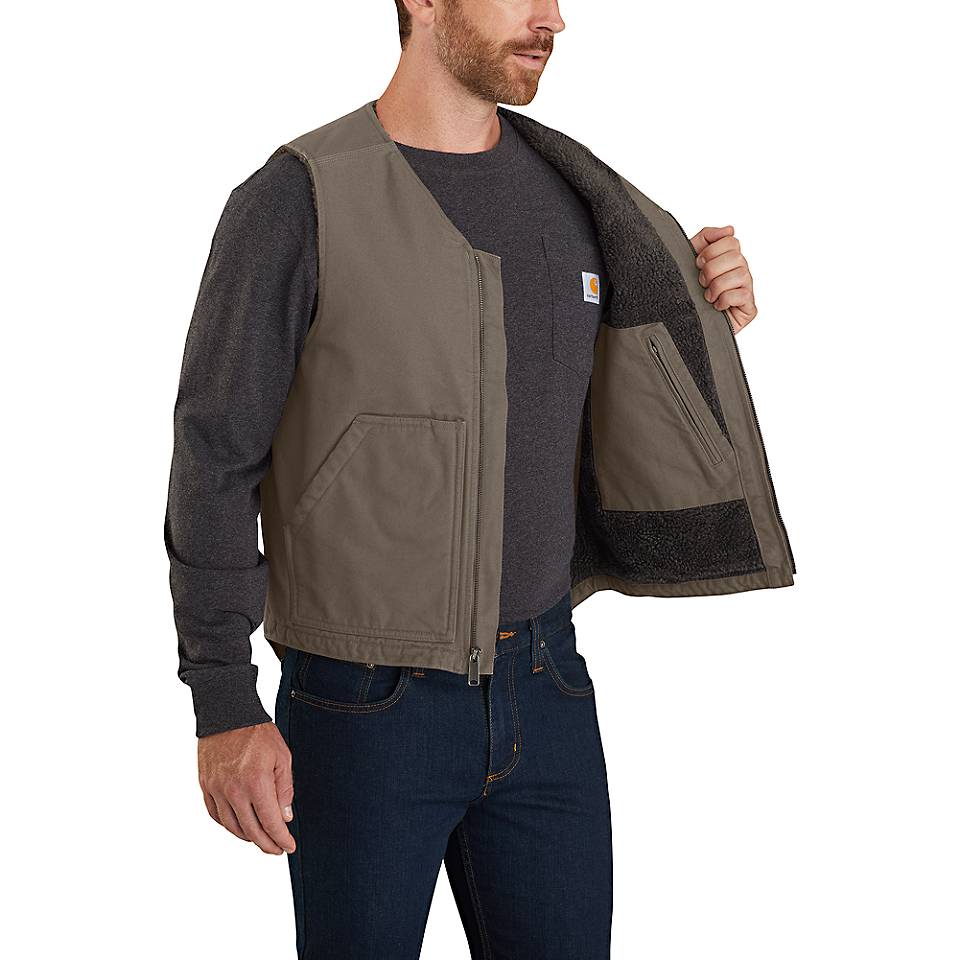 Carhartt Men's Washed Duck Sherpa Lined Vest - Image 4