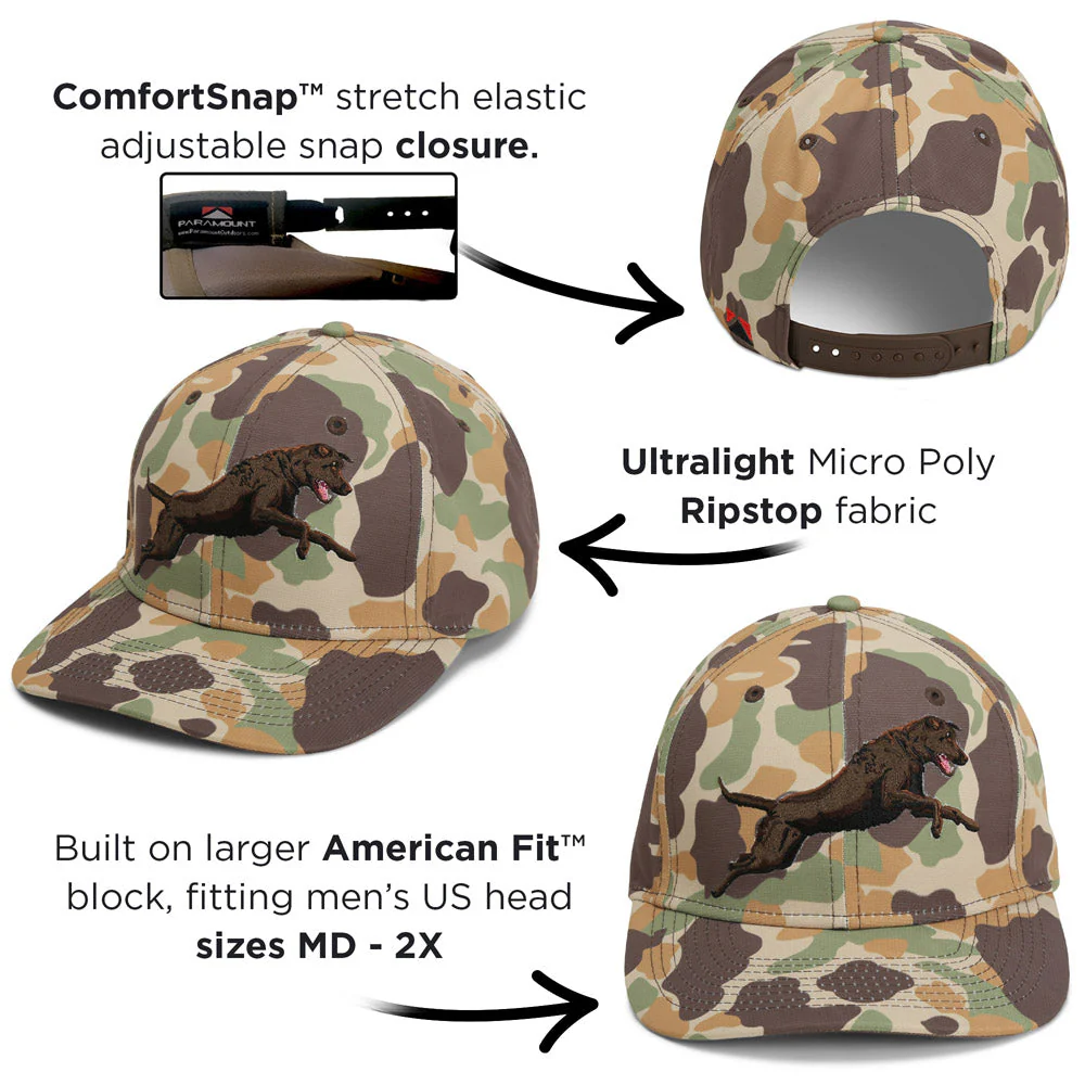 Chocolate Lab 6-Panel Riverside Vintage Camo Cap - Image 5