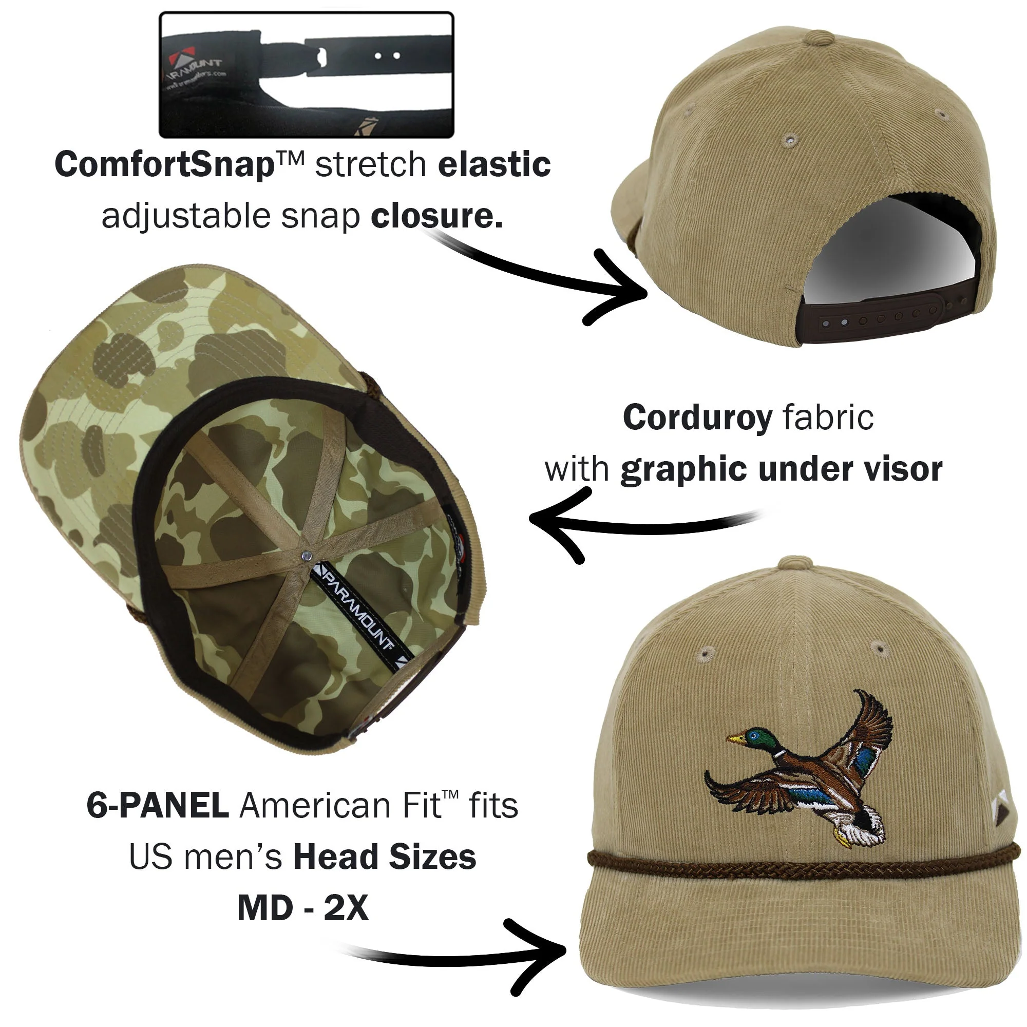 Corduroy Mallard Drake 6-Panel Performance Cap - Image 5