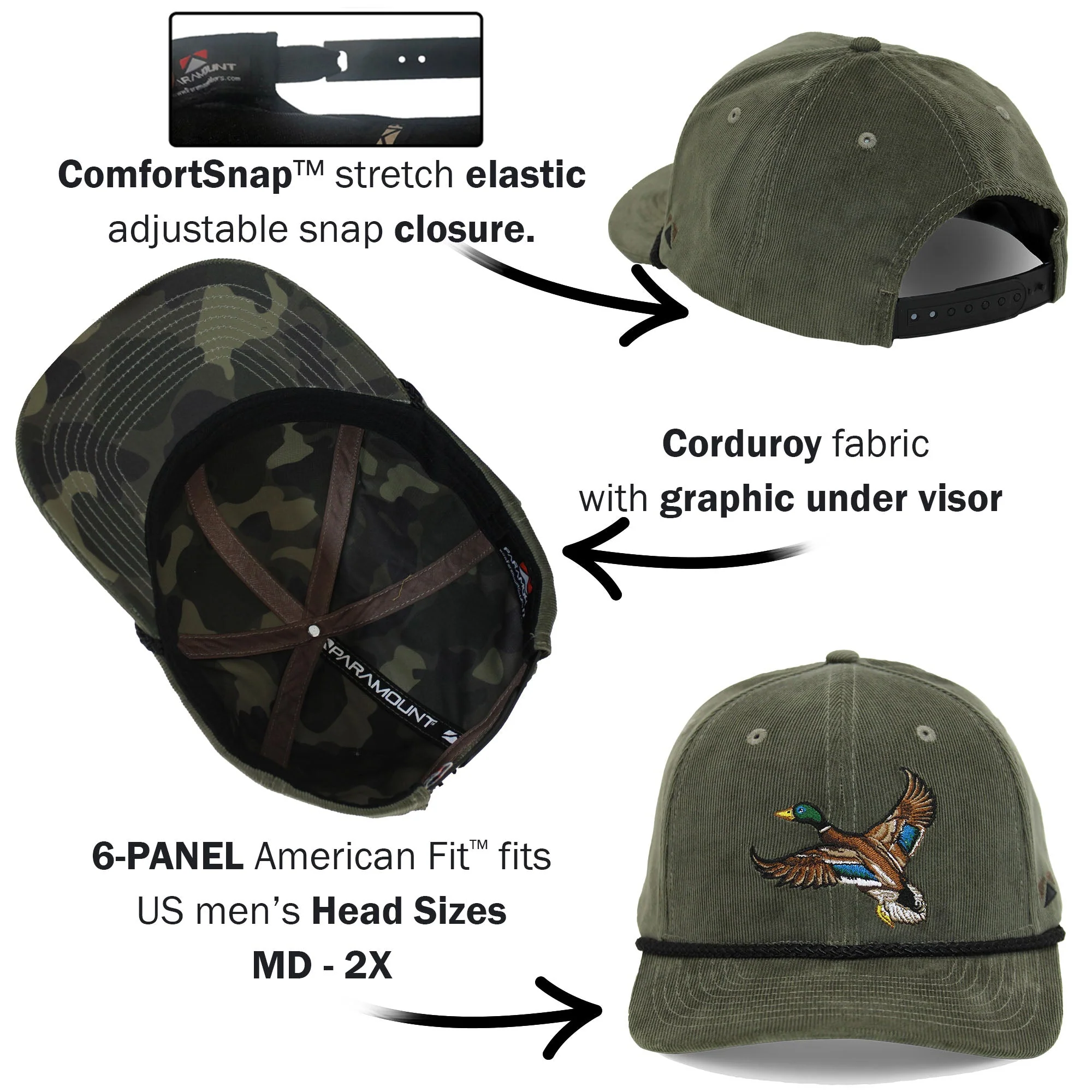 Corduroy Mallard Drake 6-Panel Performance Cap - Image 9