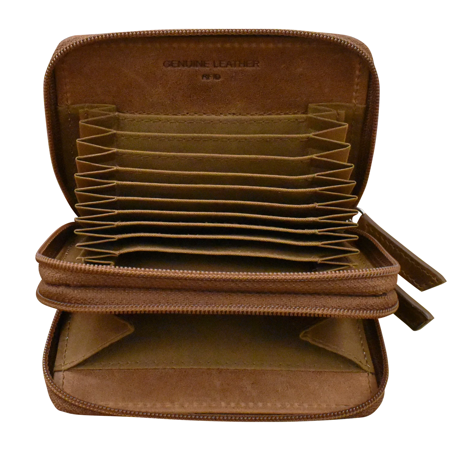 Double Zip Accordion Credit Card Holder with RFID Blocking - Image 12