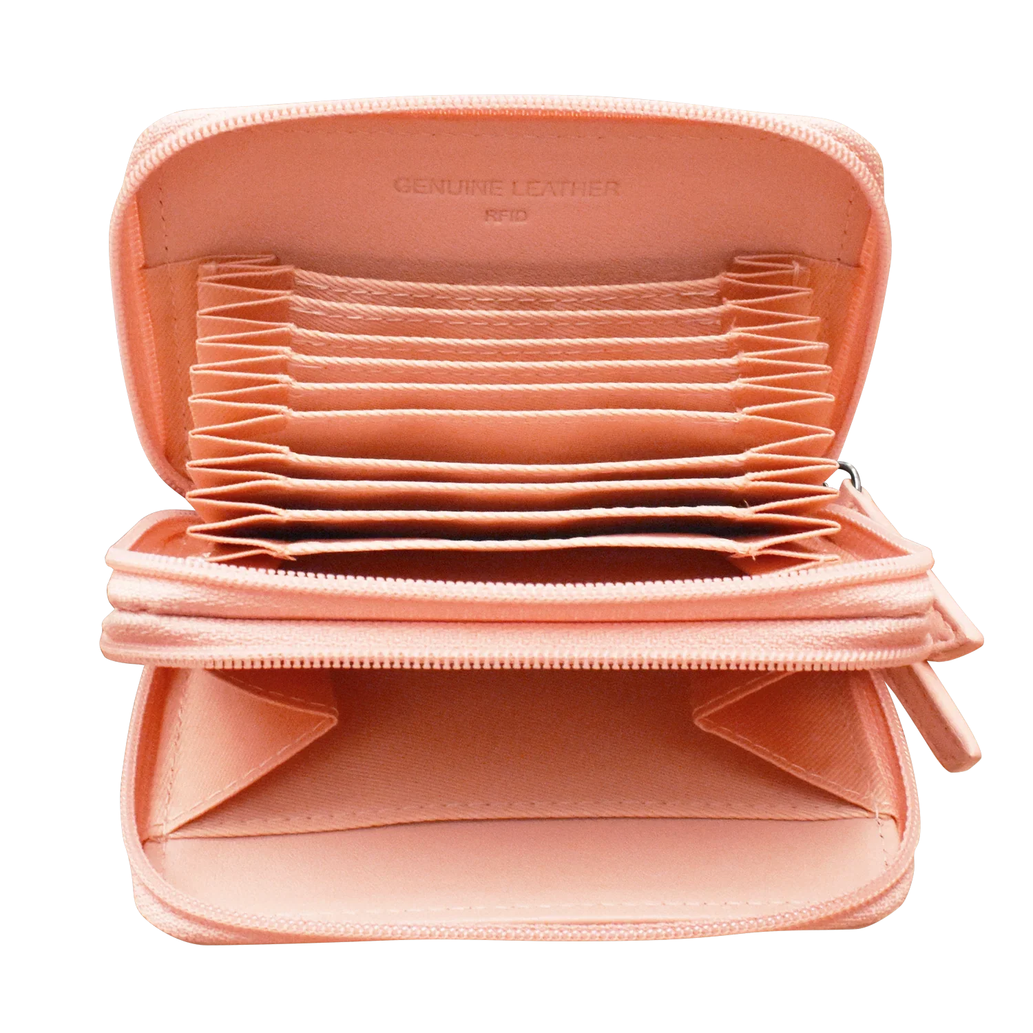 Double Zip Accordion Credit Card Holder with RFID Blocking - Image 14
