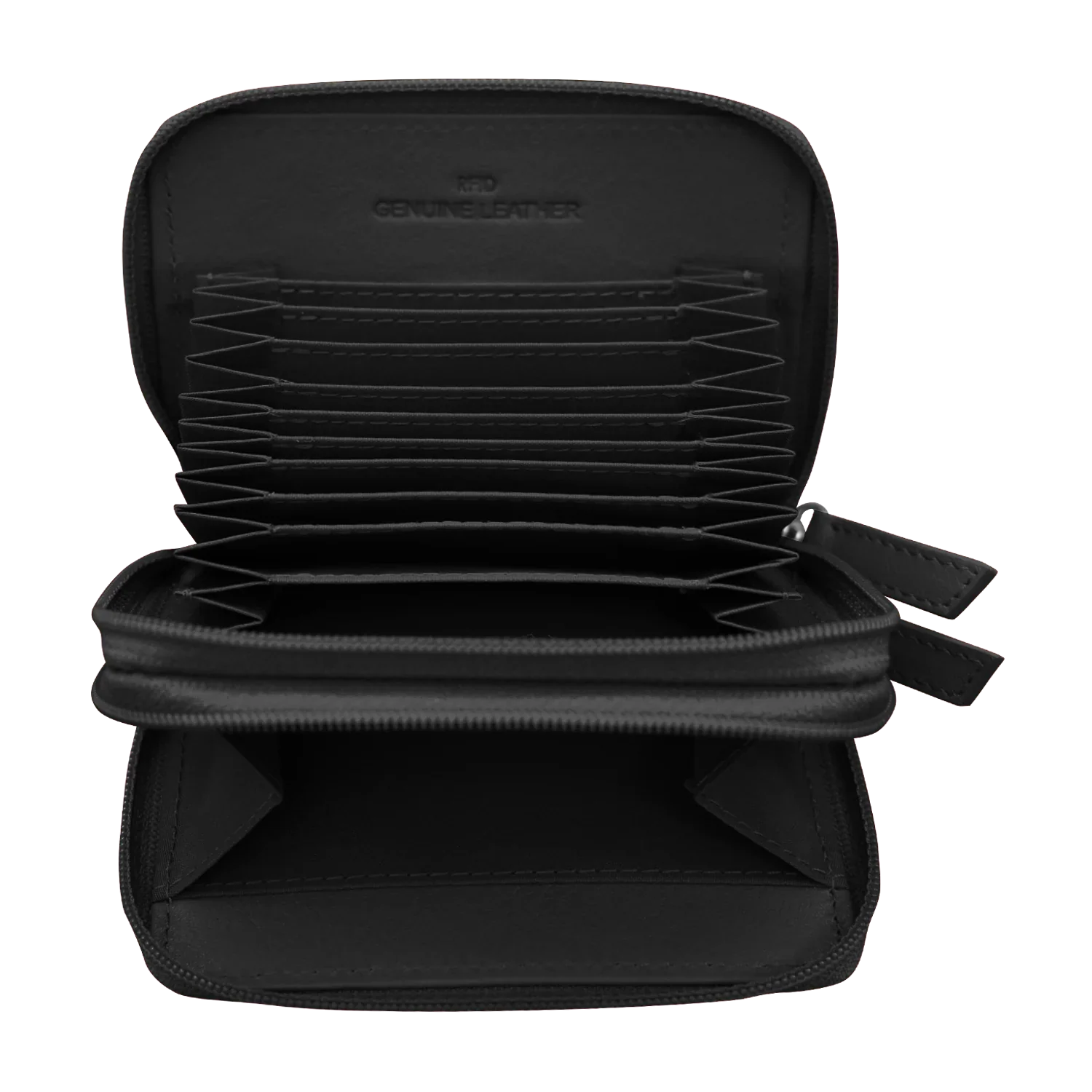 Double Zip Accordion Credit Card Holder with RFID Blocking - Image 2