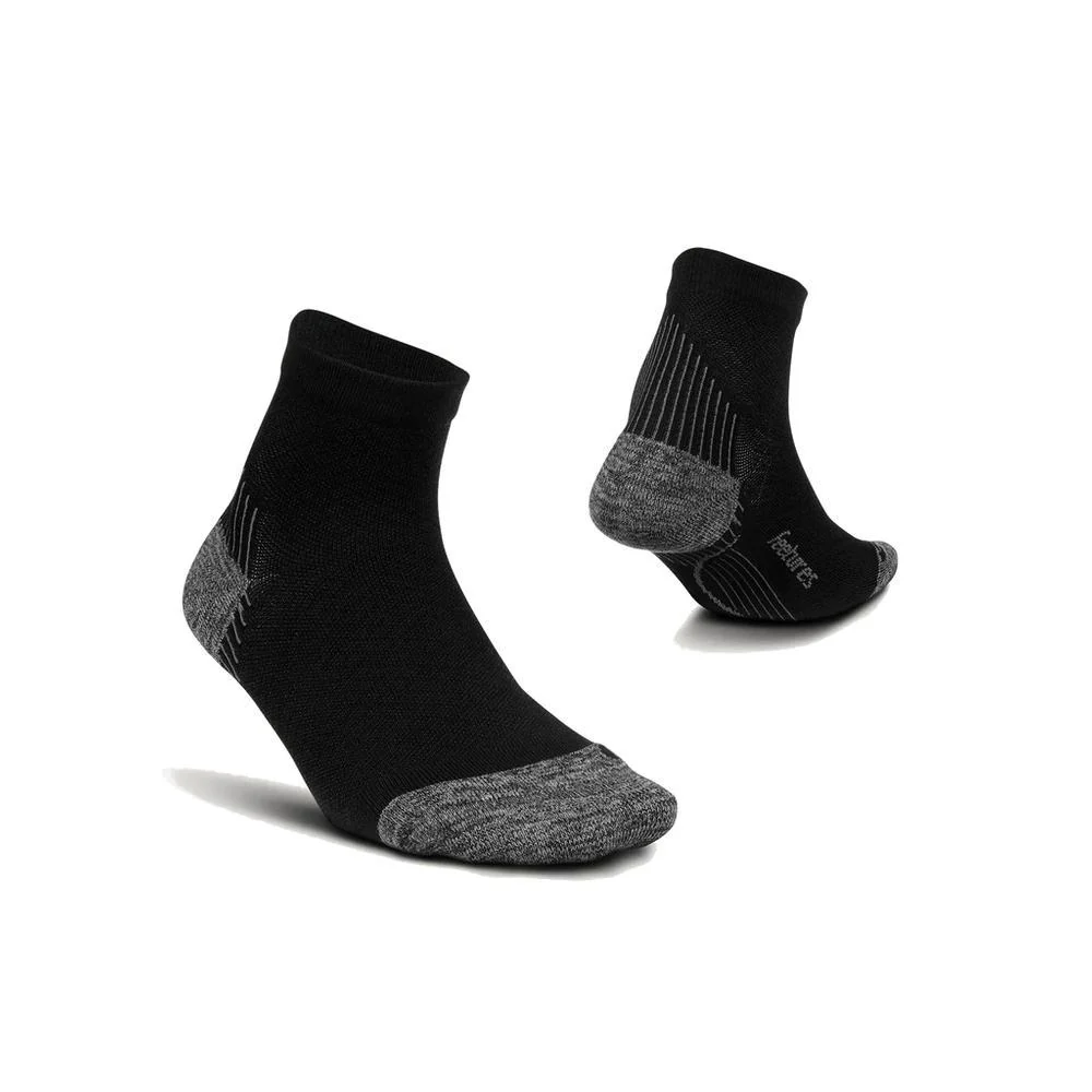 Feetures Plantar Fasciitis Relief Cushion Quarter Crew Socks Black - Image 2