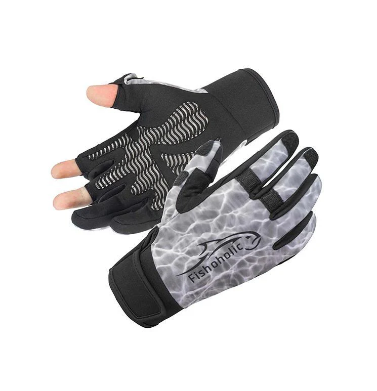 Cold Weather Super Sticky Fishing Gloves | Grey H20Camo - Image 2