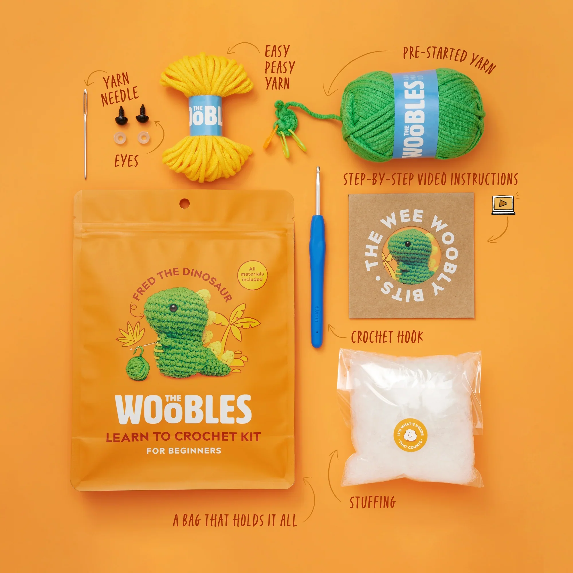 Fred the Dinosaur Crochet Kit - Image 3