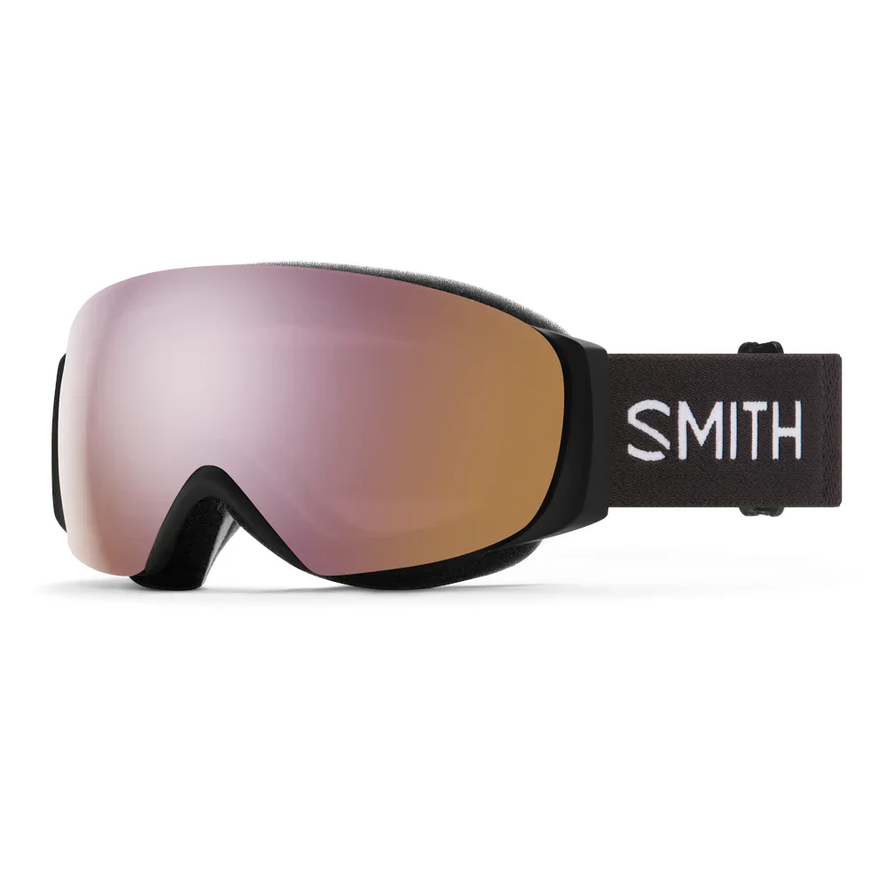 I/O MAG S Snow Goggles | Black with ChromaPop Everyday Rose Gold Mirror Lens