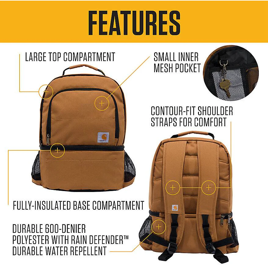 Insulated 24 Can Two Compartment Cooler Backpack | Black - Image 5