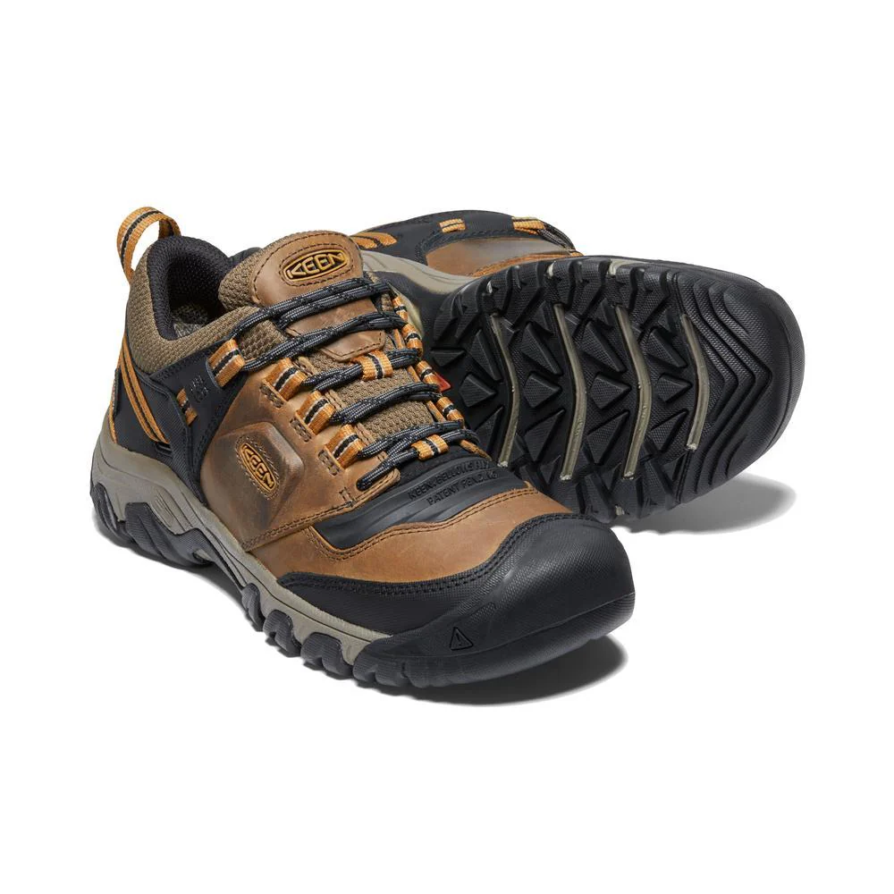 Keen Mens Ridge Flex Waterproof Hiking Shoes in Bison Golden Brown - Image 2