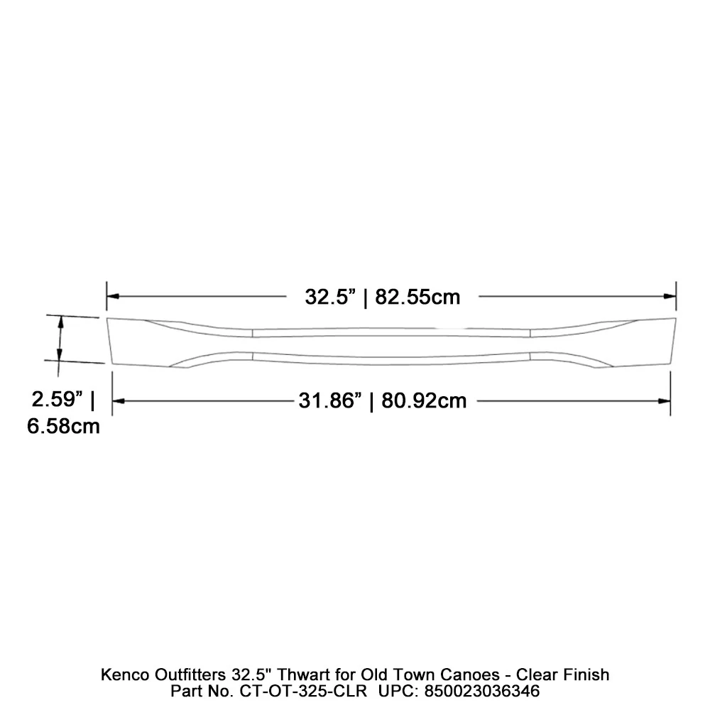 Kenco Outfitters 32.5" Thwart for Old Town Canoes - Clear Finish - Image 3