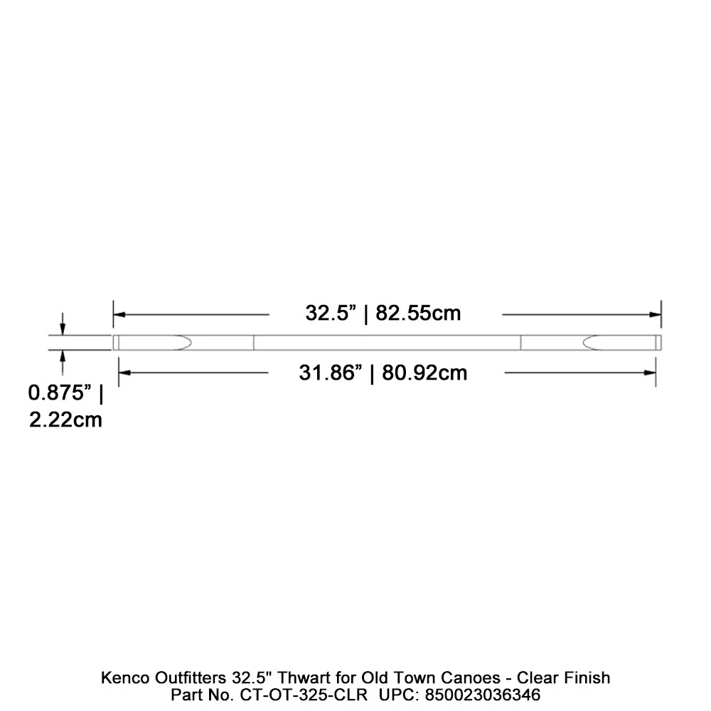 Kenco Outfitters 32.5" Thwart for Old Town Canoes - Clear Finish - Image 4