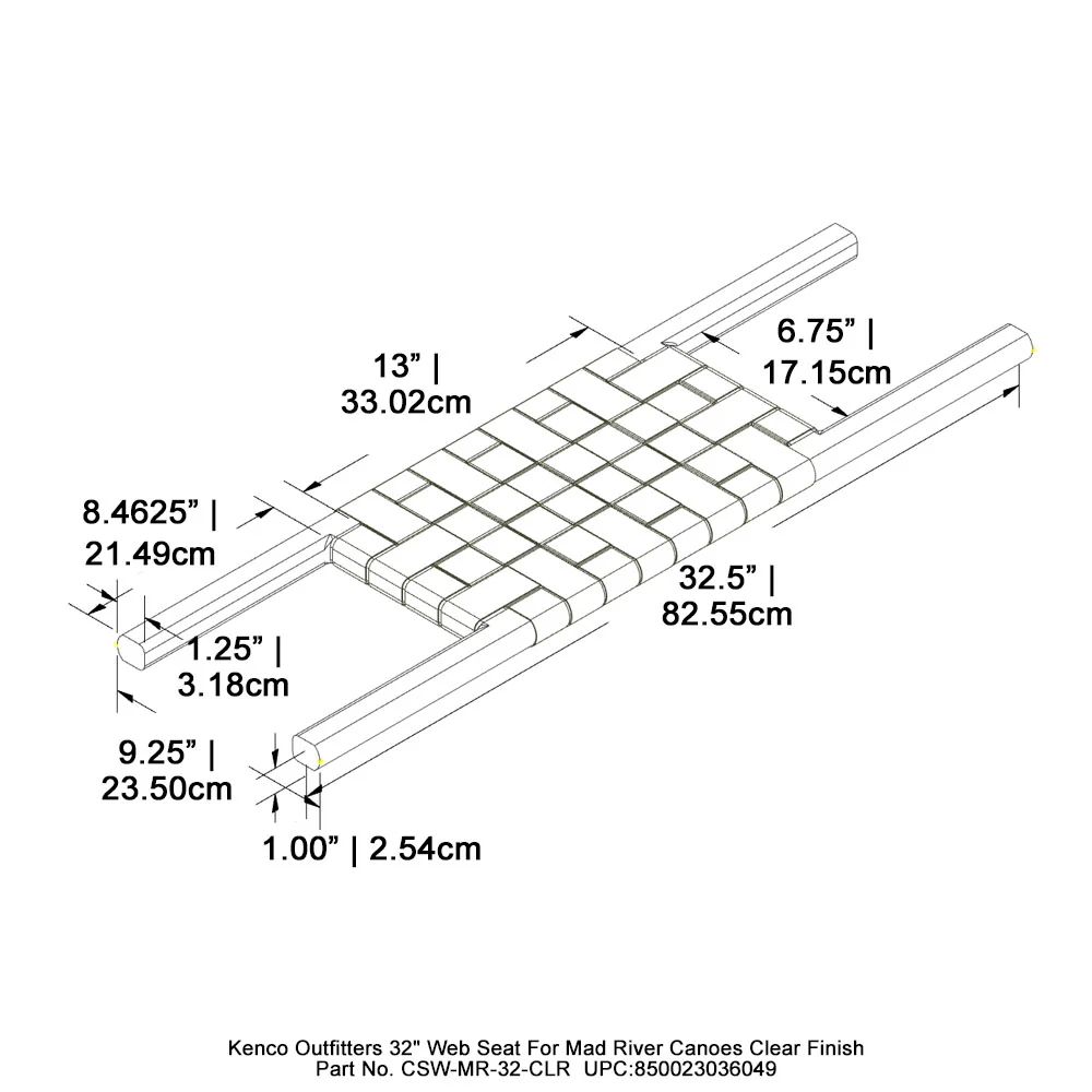 Kenco Outfitters 34" Web Seat for Mad River Canoes - Clear Finish - Image 3