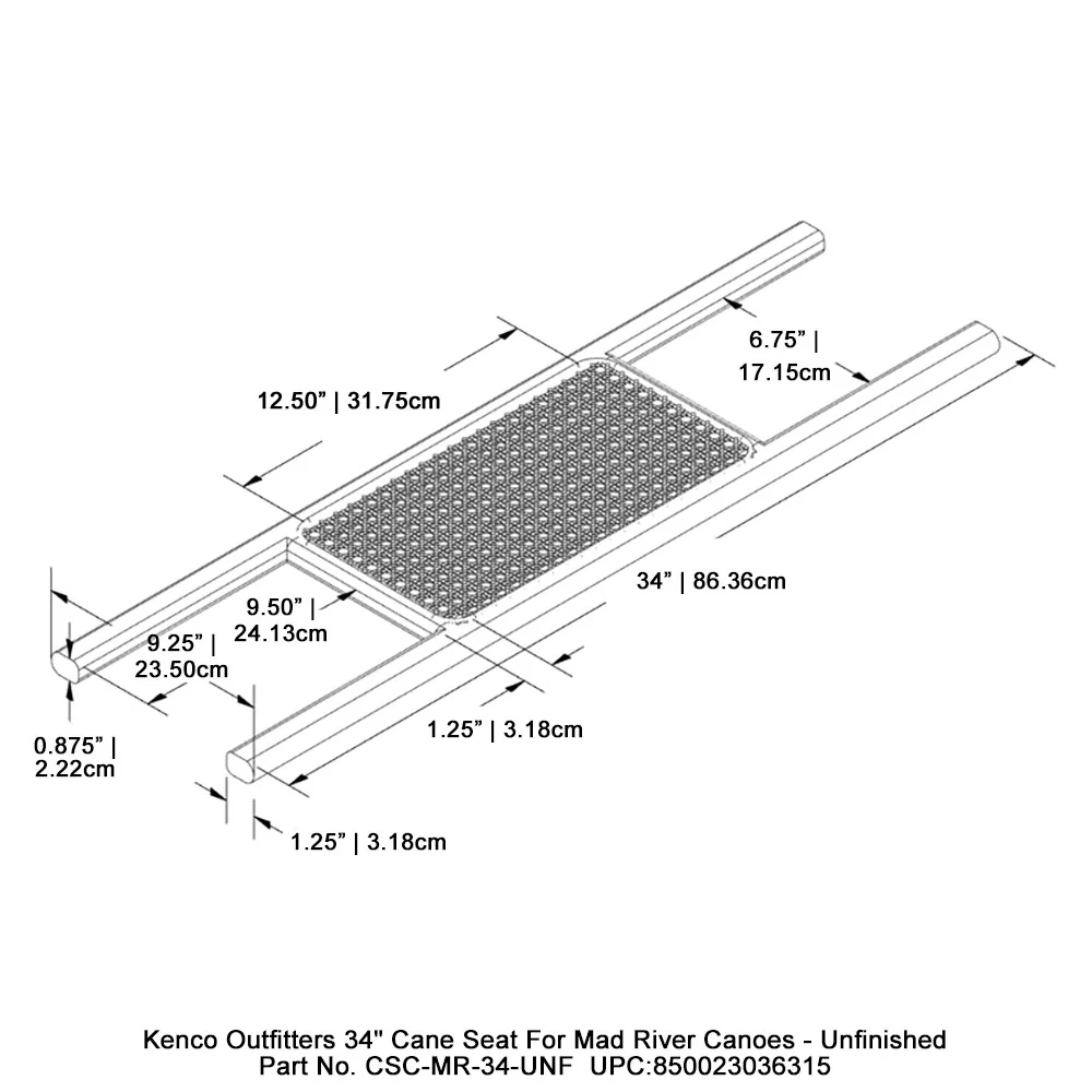 Kenco Outfitters 34" Cane Seat for Mad River Canoes - Unfinished - Image 3