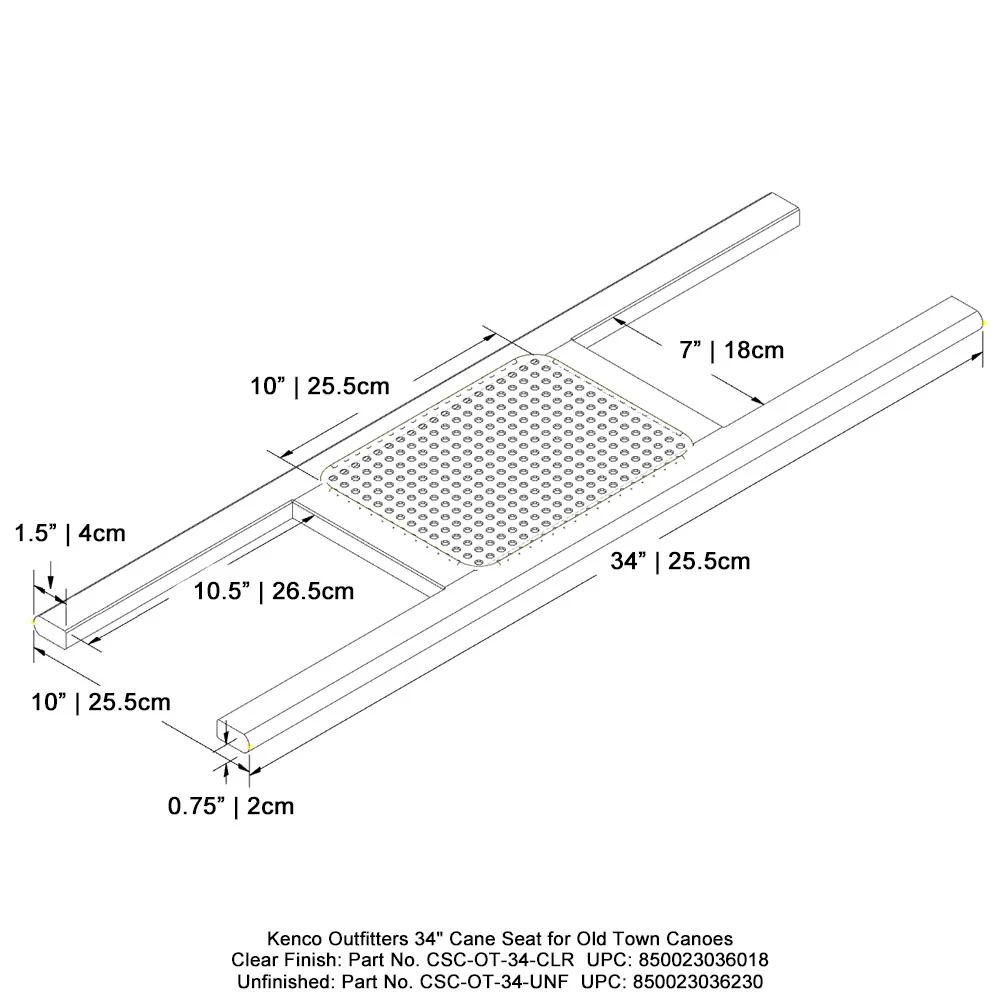 Kenco Outfitters 34" Cane Seat for Old Town Canoes - Unfinished - Image 3