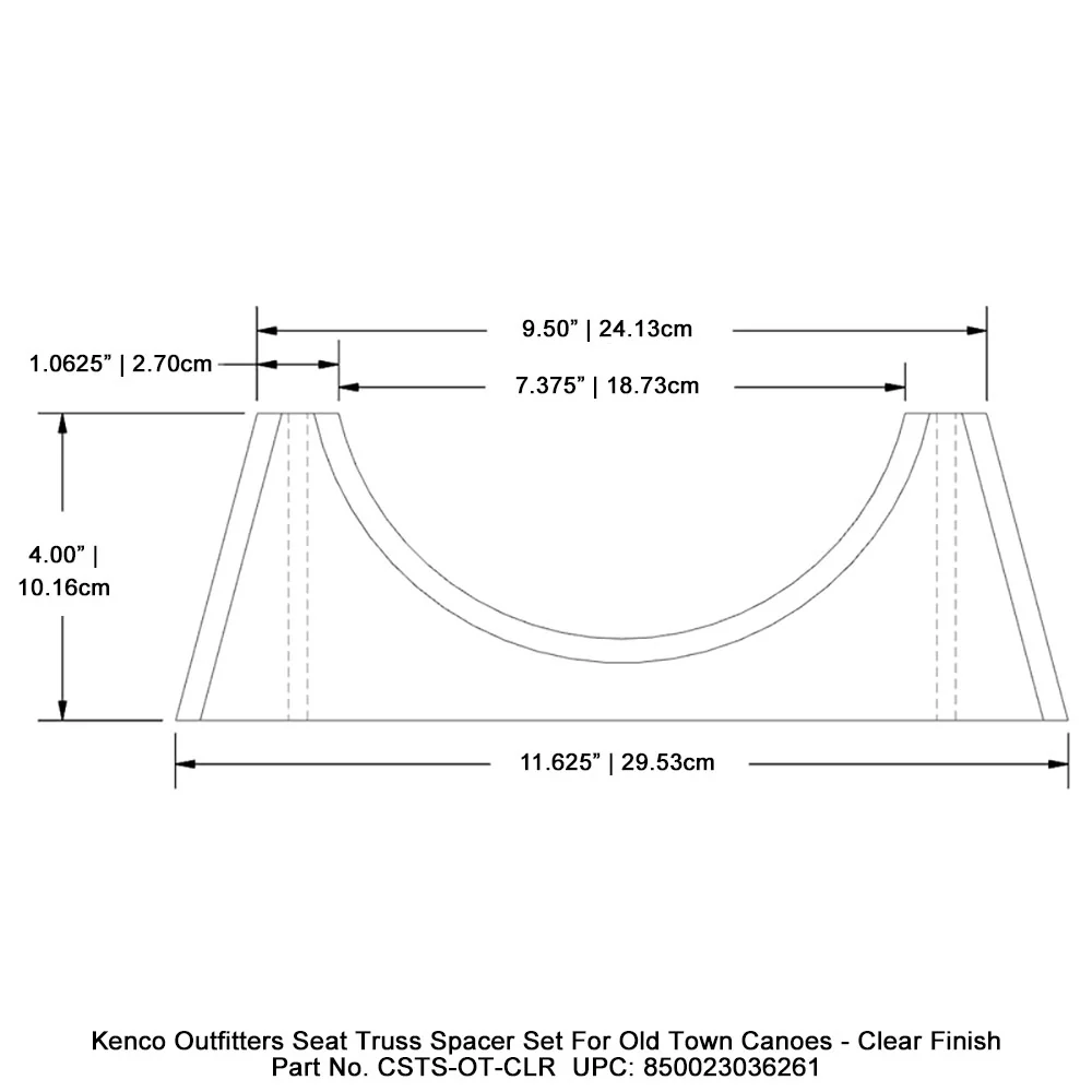 Kenco Outfitters Seat Truss Spacer Set for Old Town Canoes - Clear Finish - Image 3
