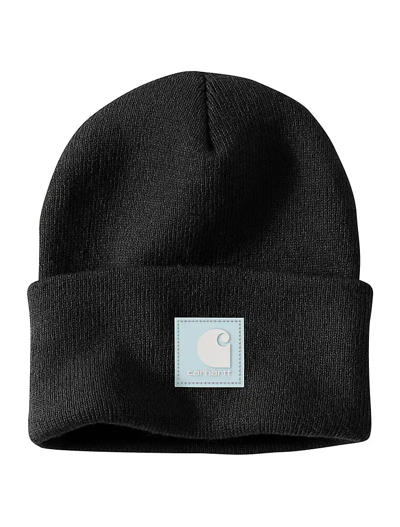 Knit Rubber Patch Beanie | Black Early Fog