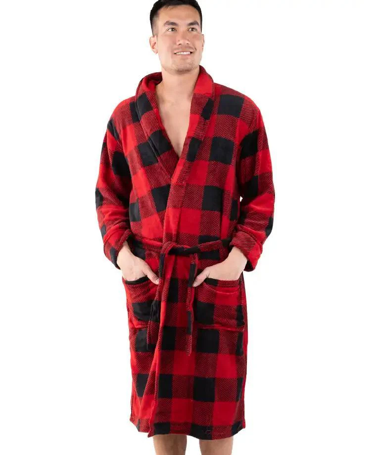 Lazy One Mens Red Plaid Robe - Image 2