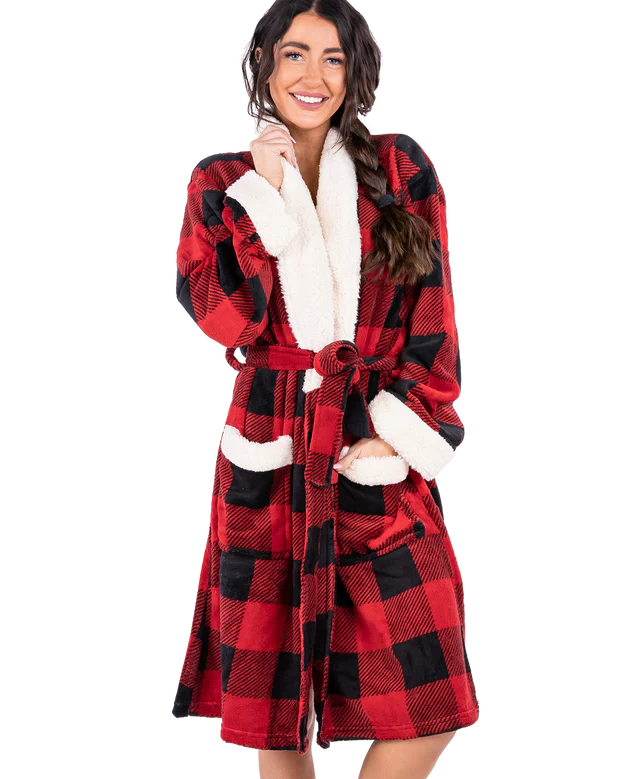 Lazy One Women's Moose Plaid Robe - Image 2