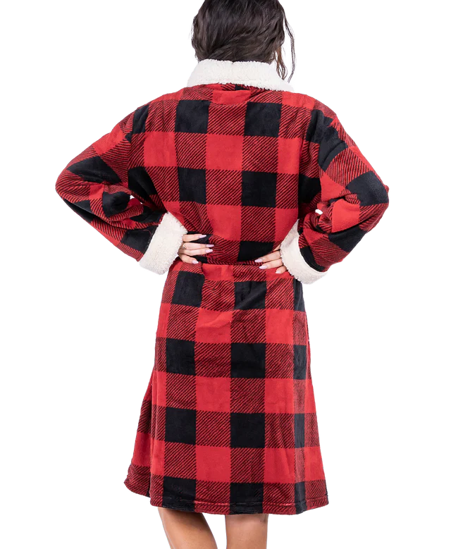 Lazy One Women's Moose Plaid Robe - Image 3