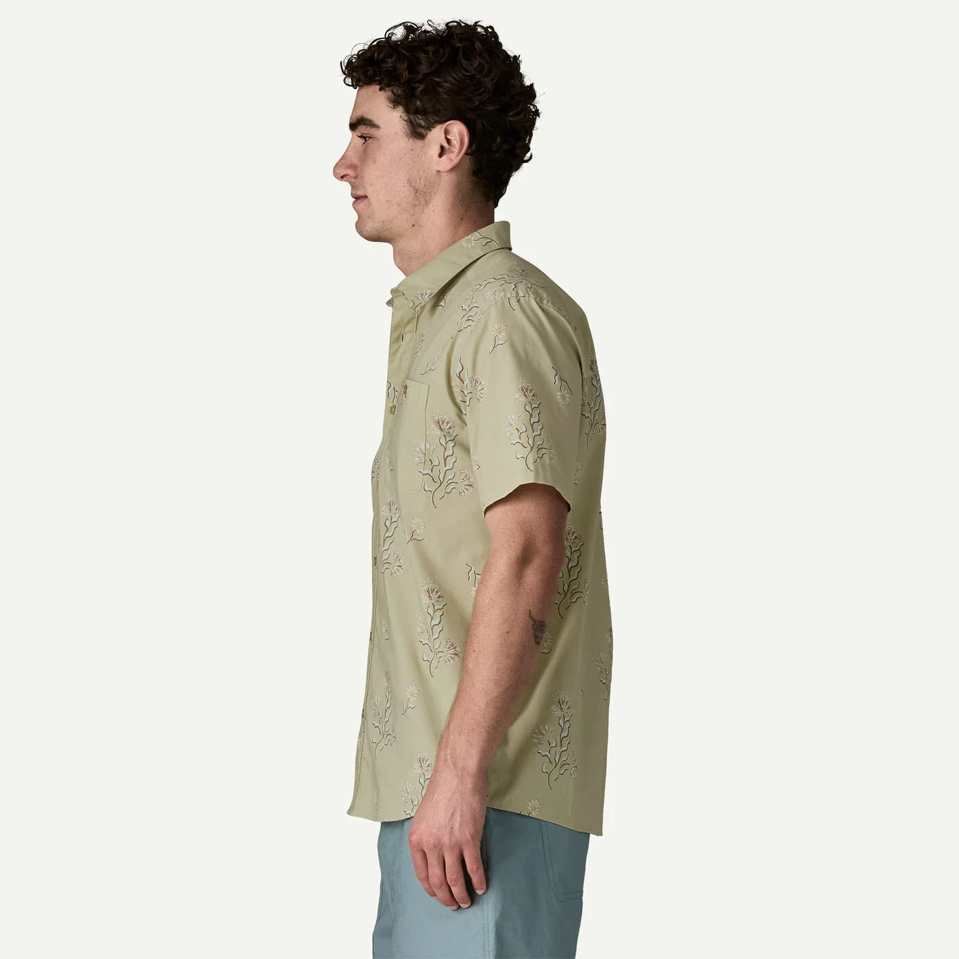 Men's Go-To Shirt | Ocean Blooms: Weathered Stone - Image 4