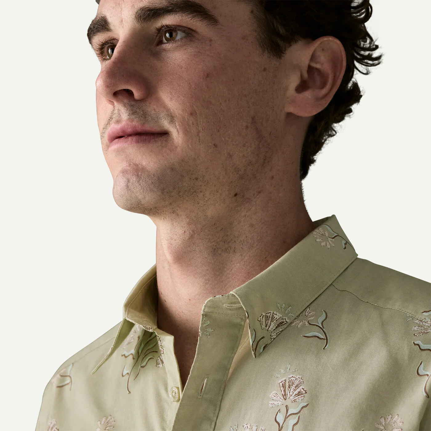 Men's Go-To Shirt | Ocean Blooms: Weathered Stone - Image 6