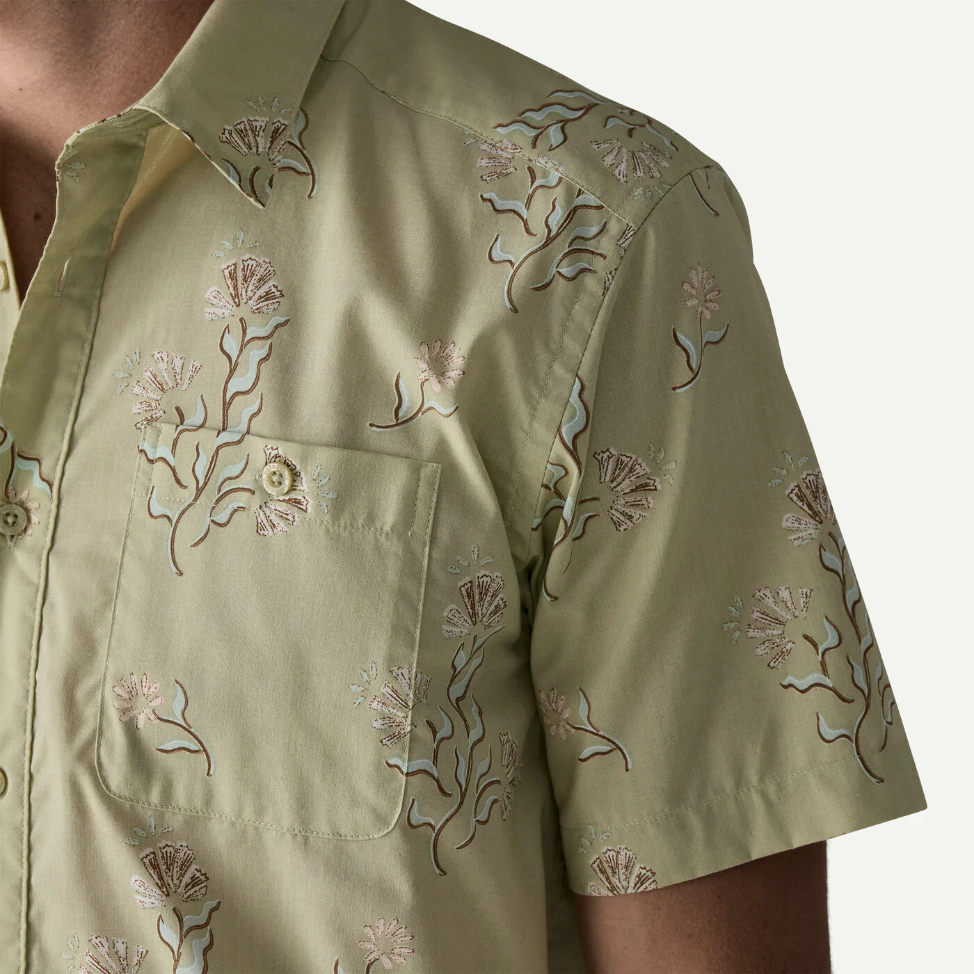 Men's Go-To Shirt | Ocean Blooms: Weathered Stone - Image 7