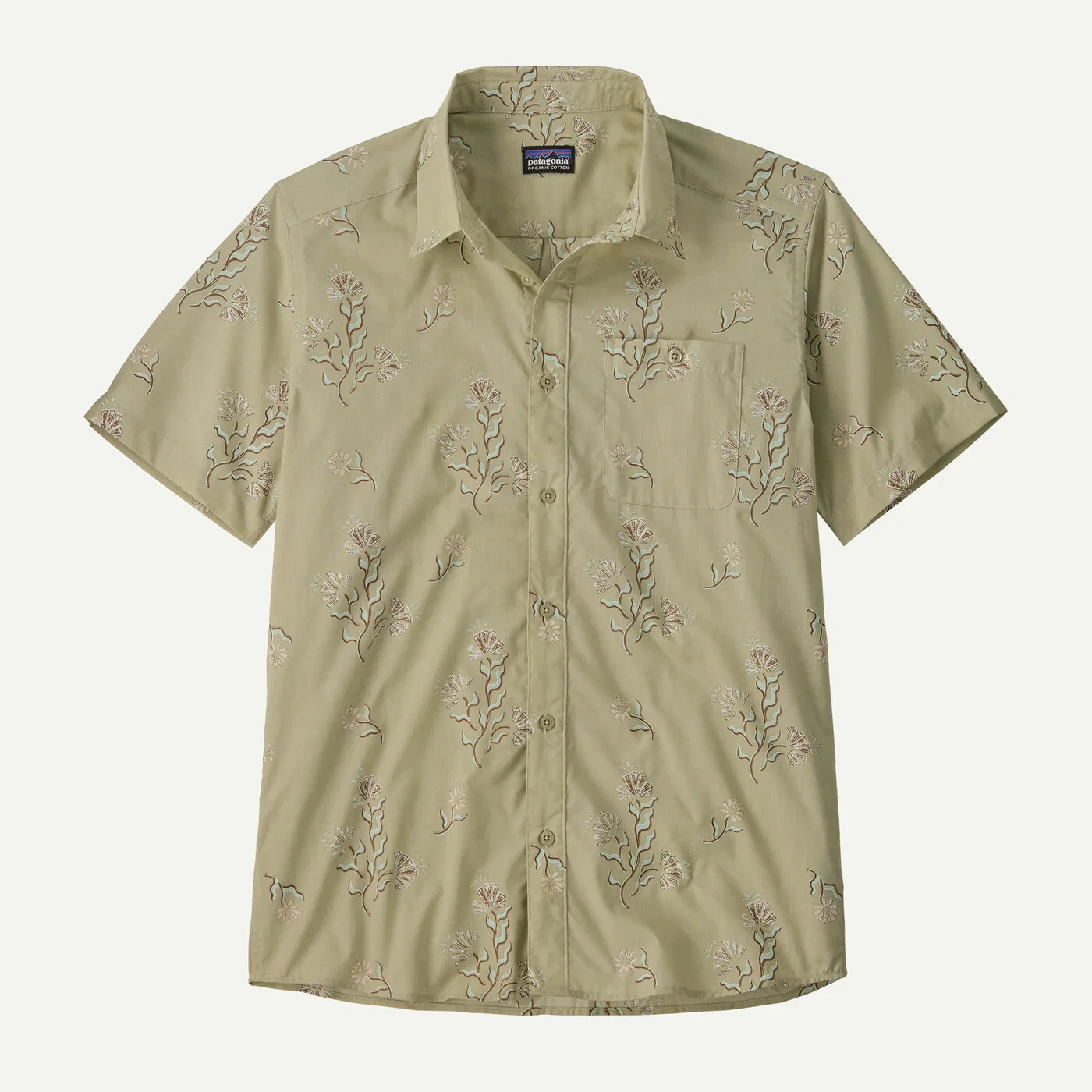Men's Go-To Shirt | Ocean Blooms: Weathered Stone - Image 8
