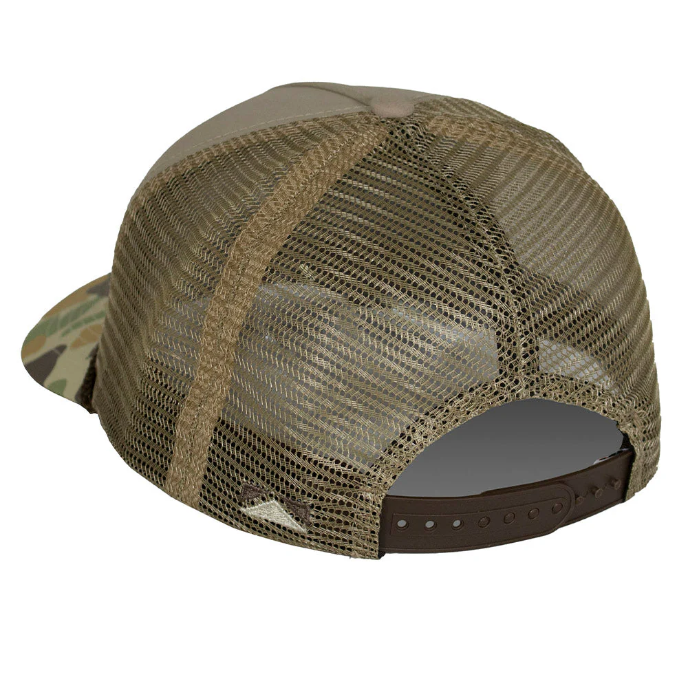 Mallard Drake Pair Old School Camo 5-Panel Trucker - Image 4