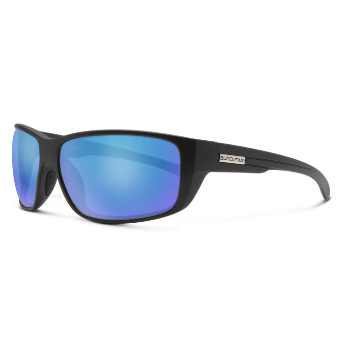 Milestone Sunglasses | Matte Black with Polarized Blue Mirror Lenses