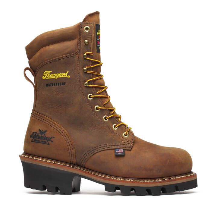 Men's 9" Insulated Logger Boots | Brown Crazy Horse - Image 2
