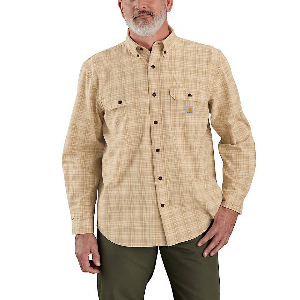 Men's Big & Tall Loose Fit Midweight Chambray Long-Sleeve Plaid Shirt