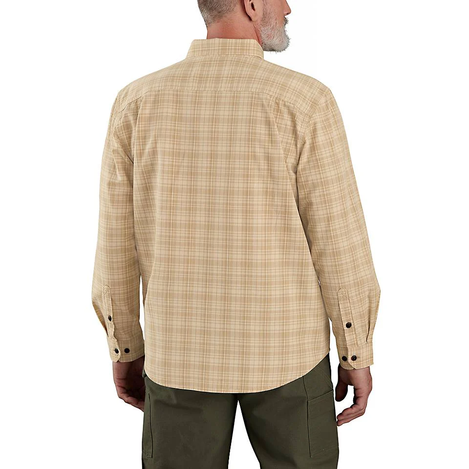 Men's Big & Tall Loose Fit Midweight Chambray Long-Sleeve Plaid Shirt - Image 2