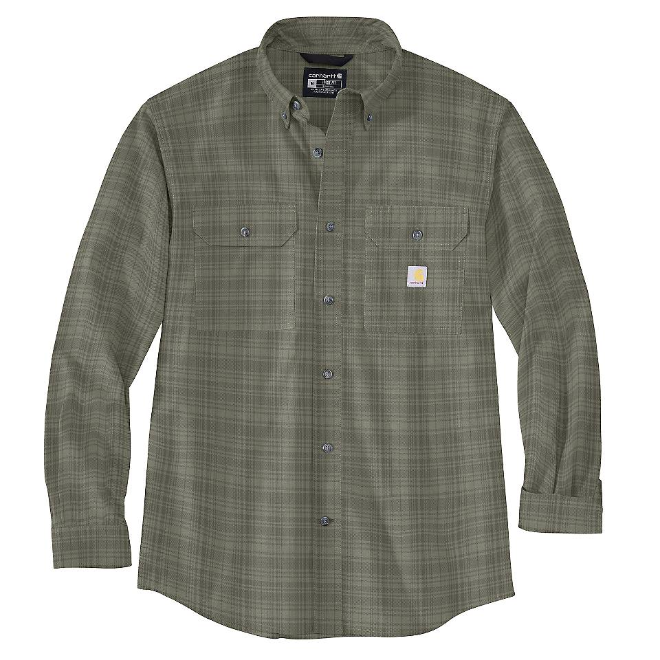 Men's Big & Tall Loose Fit Midweight Chambray Long-Sleeve Plaid Shirt - Image 4